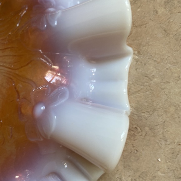 Fenton Carnival Opalescent triple crimped  bowl - Picture 7 of 11